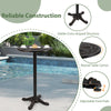 41.5-inch round bar table in bronze, made of rust-resistant cast aluminum, perfect for patio or garden use.