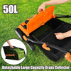 Detachable 50L grass collector for the 15 Inch 13 Amp Electric Scarifier, featuring an orange design and easy-access.
