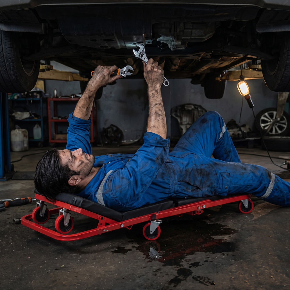 41" Foldable Mechanic Creeper with 450 LBS Capacity-Red - Gallery View 1 of 11