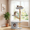 41 Inch Tall Modern Cat Tower with Real Wood Branches, Scratching Posts for Indoor-Gray - Gallery View 1 of 10