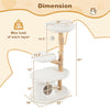 Multi-level 41-inch beige cat tower with real wood branches, scratching posts, and a cozy condo for indoor cats.