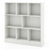 White 41-inch 8-cube freestanding bookcase for kids, ideal for storage and display in children's rooms or classrooms.