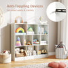 41-inch white wooden toy storage organizer with 10 open cubes and anti-toppling devices for kids' safety and stability.
