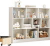 41-inch white wooden toy storage organizer showcasing 10 open cubes, perfect for easy access to books and toys in.