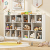 Freestanding 8-cube bookcase in white, ideal for kids' rooms, offering ample storage for toys and books.