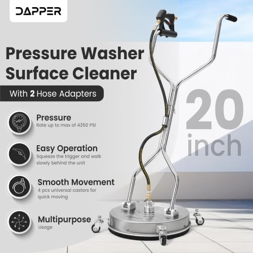 Dapper Supply Surface Pressure Washer Cleaner 20" 4350 PSI with Hose Adapters New