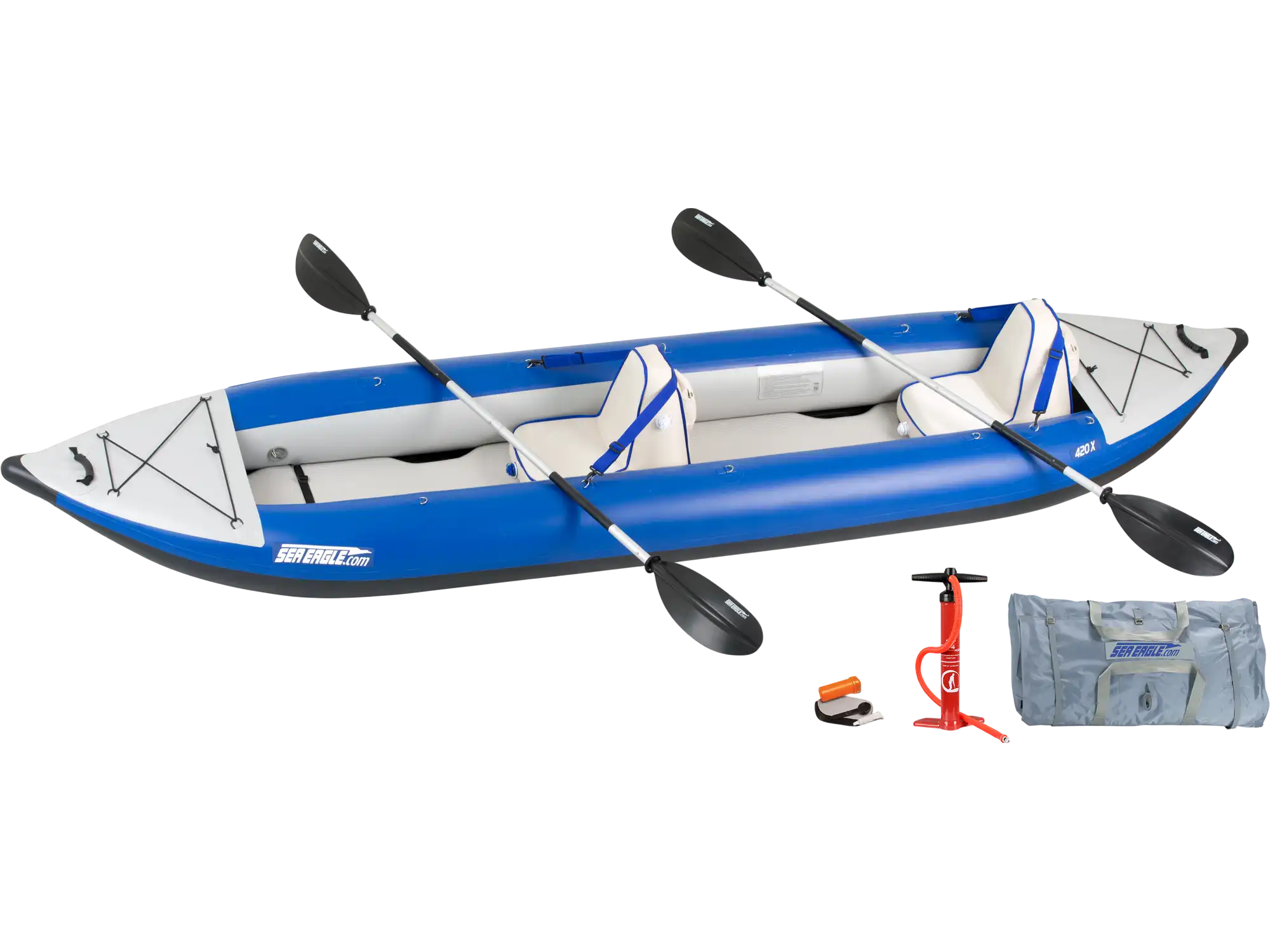 Sea Eagle 420X Explorer Inflatable Kayak Deluxe Package Blue Gray New