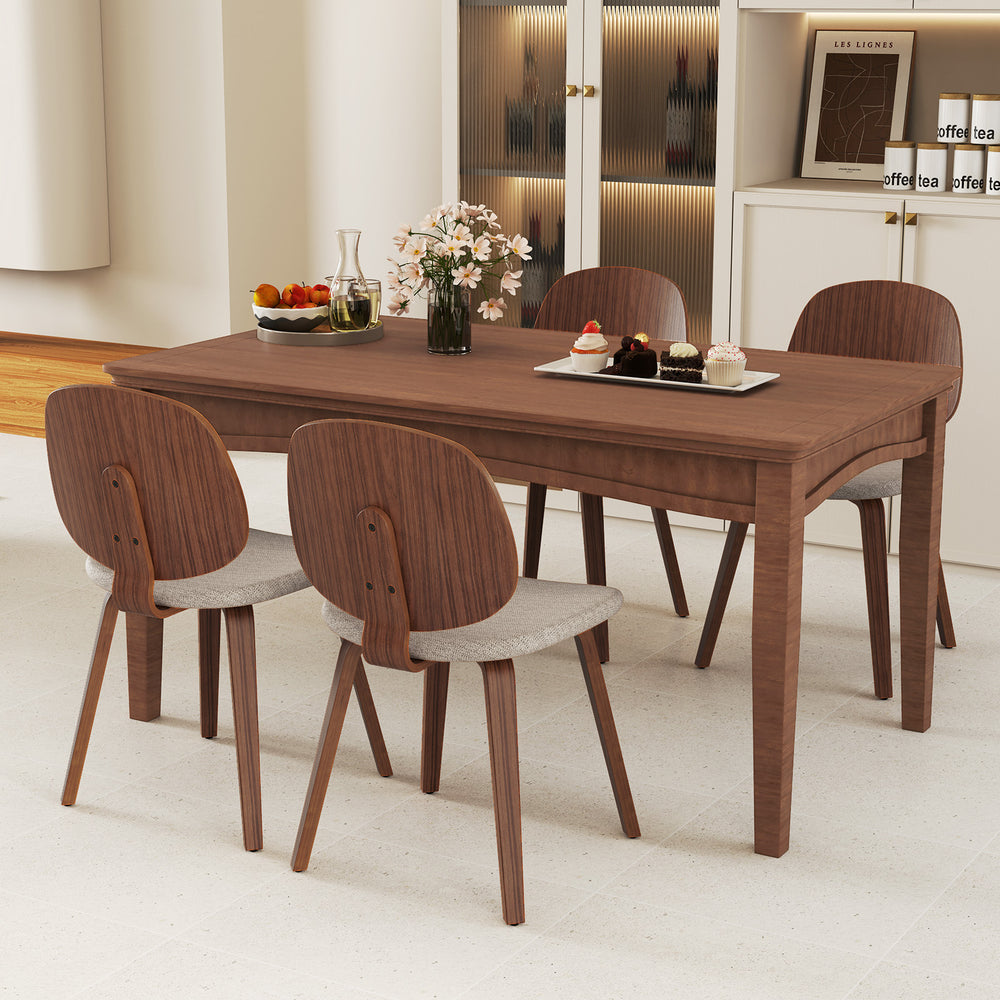 Wooden dining chair set of 2 with padded seats and bentwood frames in walnut, perfect for dining rooms or kitchens.