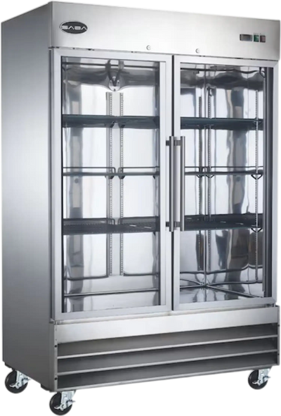 SABA S-47FG Commercial Freezer 47 cu. ft. Two Glass Door Display Reach-In Stainless Steel New
