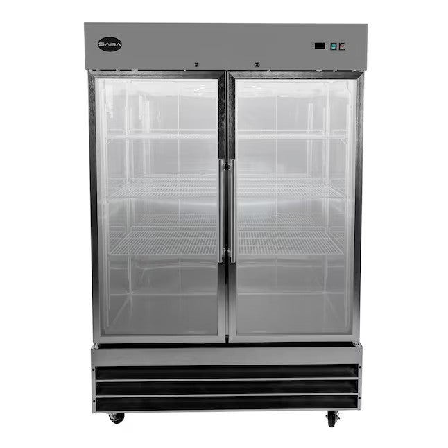 SABA S-47FG Commercial Freezer 47 cu. ft. Two Glass Door Display Reach-In Stainless Steel New