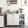 White 42-inch sideboard buffet cabinet with adjustable shelves, soft close hinges, and spacious countertop for kitchen.