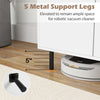 Five sturdy metal legs elevate the 42-inch white buffet cabinet, allowing space for robotic vacuum cleaners underneath.