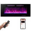 42-inch ultra-thin electric fireplace with decorative crystals, remote control, and customizable flame colors for.