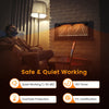 42-inch ultra-thin electric fireplace with decorative crystals, remote control, and 12H timer for safe, quiet heating.