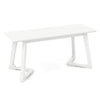 Modern 42-inch white dining bench with rubber wood legs, ideal for entryway or dining room, supports up to 342 lbs.