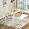 Long dining bench with white rubber wood legs, 42" x 16", perfect for entryway or dining room seating.