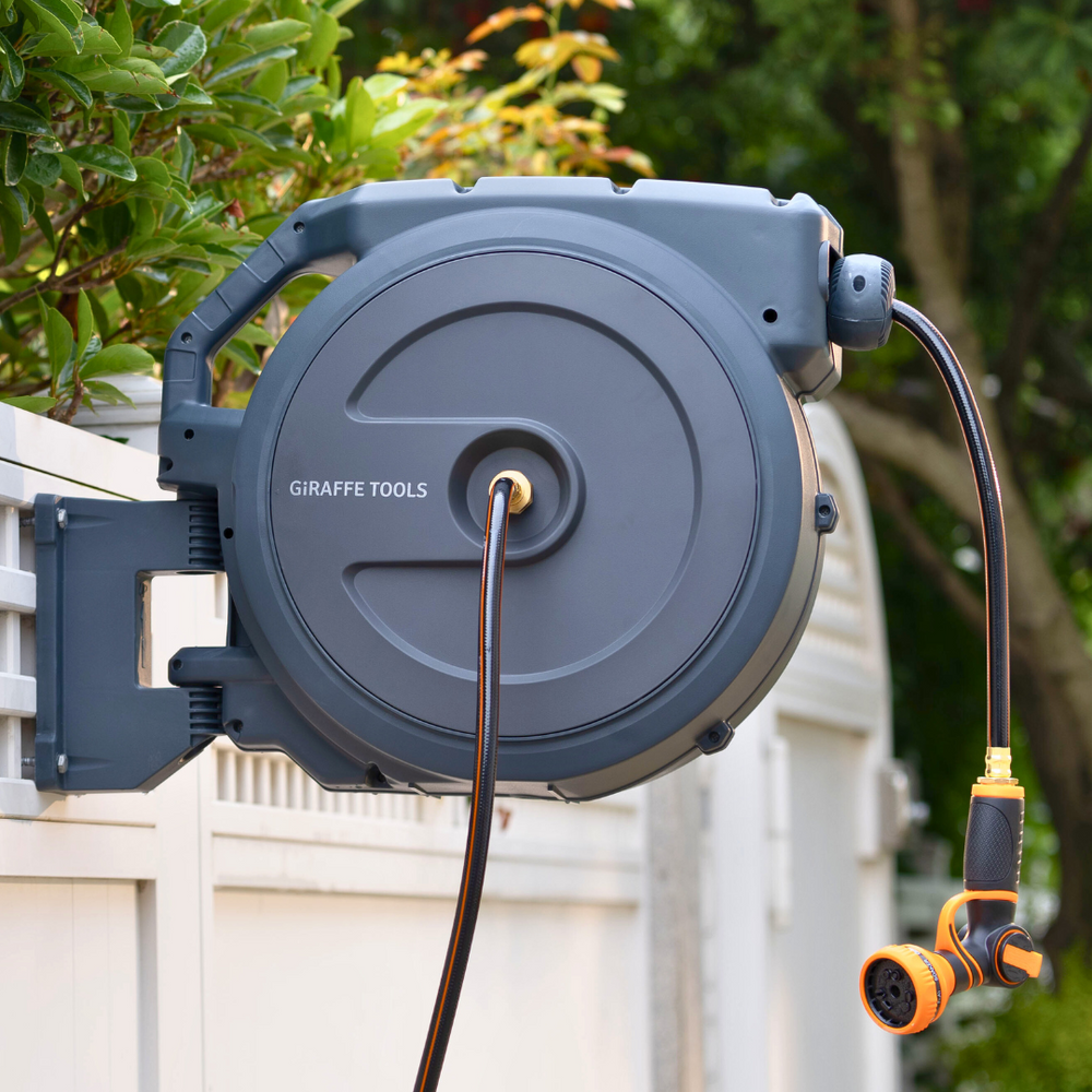 Giraffe Tools AW40 Retractable Garden Hose Reel Bundle 130ft + 130ft New