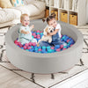 Round gray foam ball pit with 200 colorful balls, perfect for toddlers' indoor play and sensory stimulation.