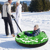 Heavy-duty 42" inflatable snow tube in green with detachable tow strap, perfect for family fun in the snow.