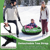 42" heavy-duty inflatable snow tube in green with detachable tow strap, ideal for winter fun for kids and adults.