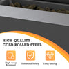 Close-up of the high-quality cold rolled steel of the 42-inch outdoor fire table, showcasing its durable and.