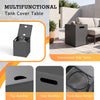 Multifunctional outdoor fire table with tank holder, removable lid, and convenient side table design for versatile use.