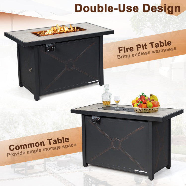 Costway Fire Pit Table with Ceramic Tabletop 42" 60,000 BTU Propane Powered New