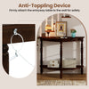 Detail of the anti-toppling device on the 42-inch half-moon console table with rubber wood legs for safety.