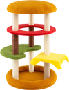 Multi-level 42-inch cat tree in hamburger design with padded perch, cat bed, and colorful platforms for playful.