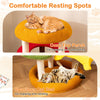 Cozy top perch of a 42-inch modern cat tree with thick padding, perfect for lounging and overlooking.