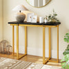 Modern 42-inch faux marble entryway table with a geometric gold metal frame, perfect for hallway or living room decor.