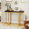 Stylish 42-inch faux marble entryway table with a sturdy golden metal frame, perfect for displaying decor in any.