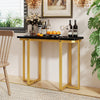 Modern 42-inch black faux marble entryway table with a gold metal frame, perfect for hallway or living room decor.