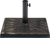 42 lbs weighted patio umbrella base in antiqued bronze features a sturdy resin construction for lasting outdoor use and stability.