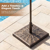 42 lbs weighted patio umbrella base in antiqued bronze with ornate detailing, perfect for outdoor stability and style.
