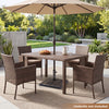 Bronze 42 lb weighted patio umbrella base with adjustable knob, designed for stability and compatibility with various umbrellas.