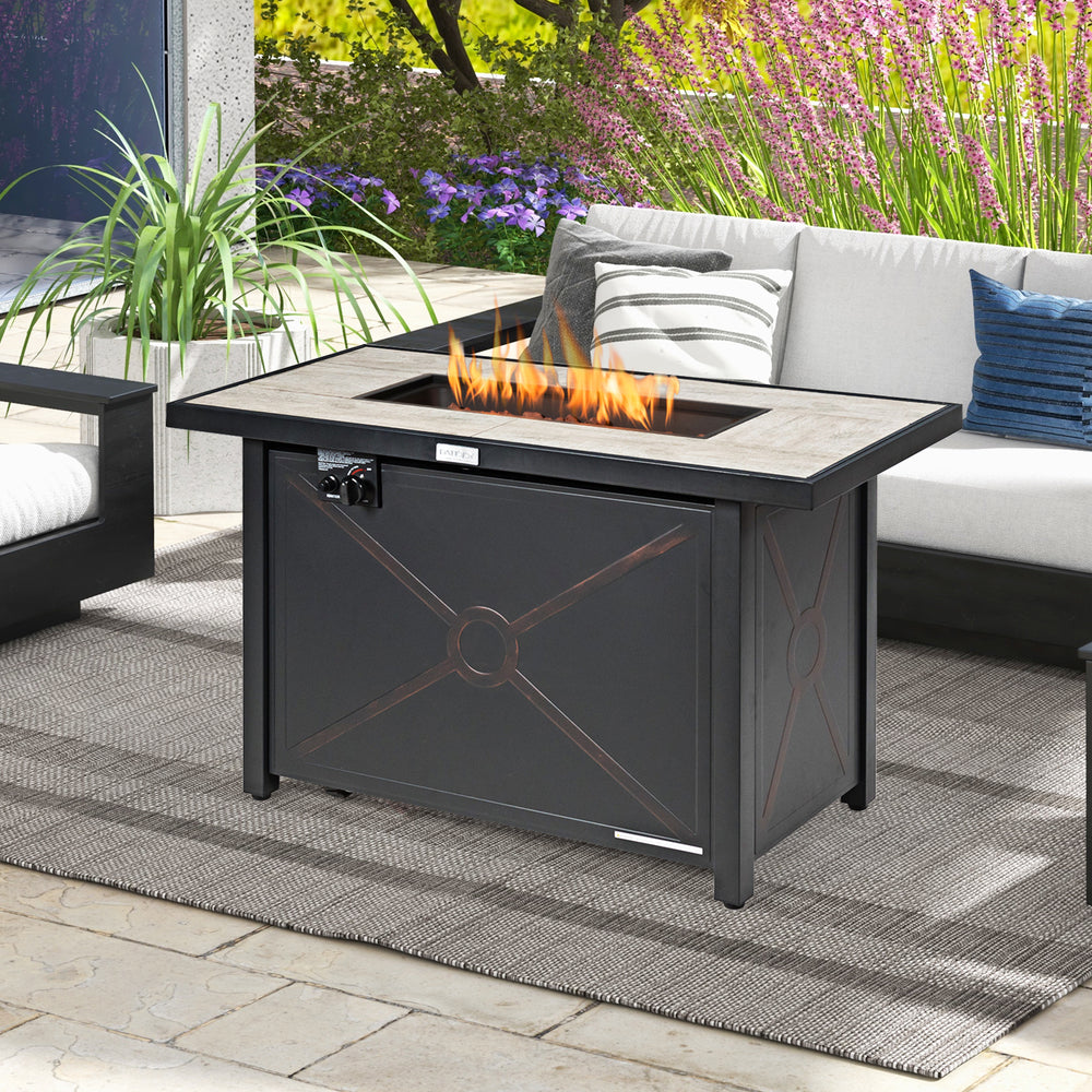 Costway Fire Pit Table with Ceramic Tabletop 42" 60,000 BTU Propane Powered New