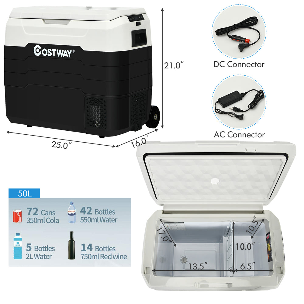 Costway Portable Car Refrigerator Dual-Zone 42 QT New