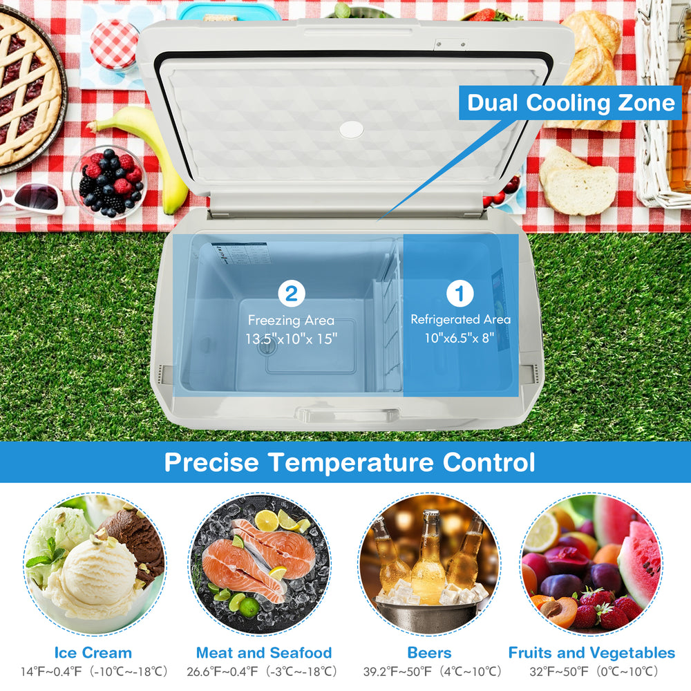 Costway Portable Car Refrigerator Dual-Zone 42 QT New