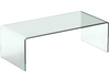 Clear tempered glass coffee table with rounded edges, 42 x 19.7 inches, ideal for a clean and elegant living room.