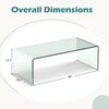Clear tempered glass coffee table with rounded edges, measuring 42 x 19.7 inches, ideal for a stylish living room.