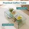 Clear tempered glass coffee table with rounded edges, 42 x 19.7 inches, ideal for living room elegance and.