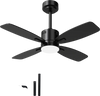 42-inch black ceiling fan with light and remote, featuring dual-color blades and 6 speeds for versatile indoor comfort.