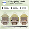 43.5-inch white vanity desk with LED mirror, adjustable brightness, and color settings for bedroom convenience.