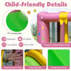 Bouncy castle features a PVC jumping mat, protective mesh walls, and safety handrails for secure indoor and outdoor fun.