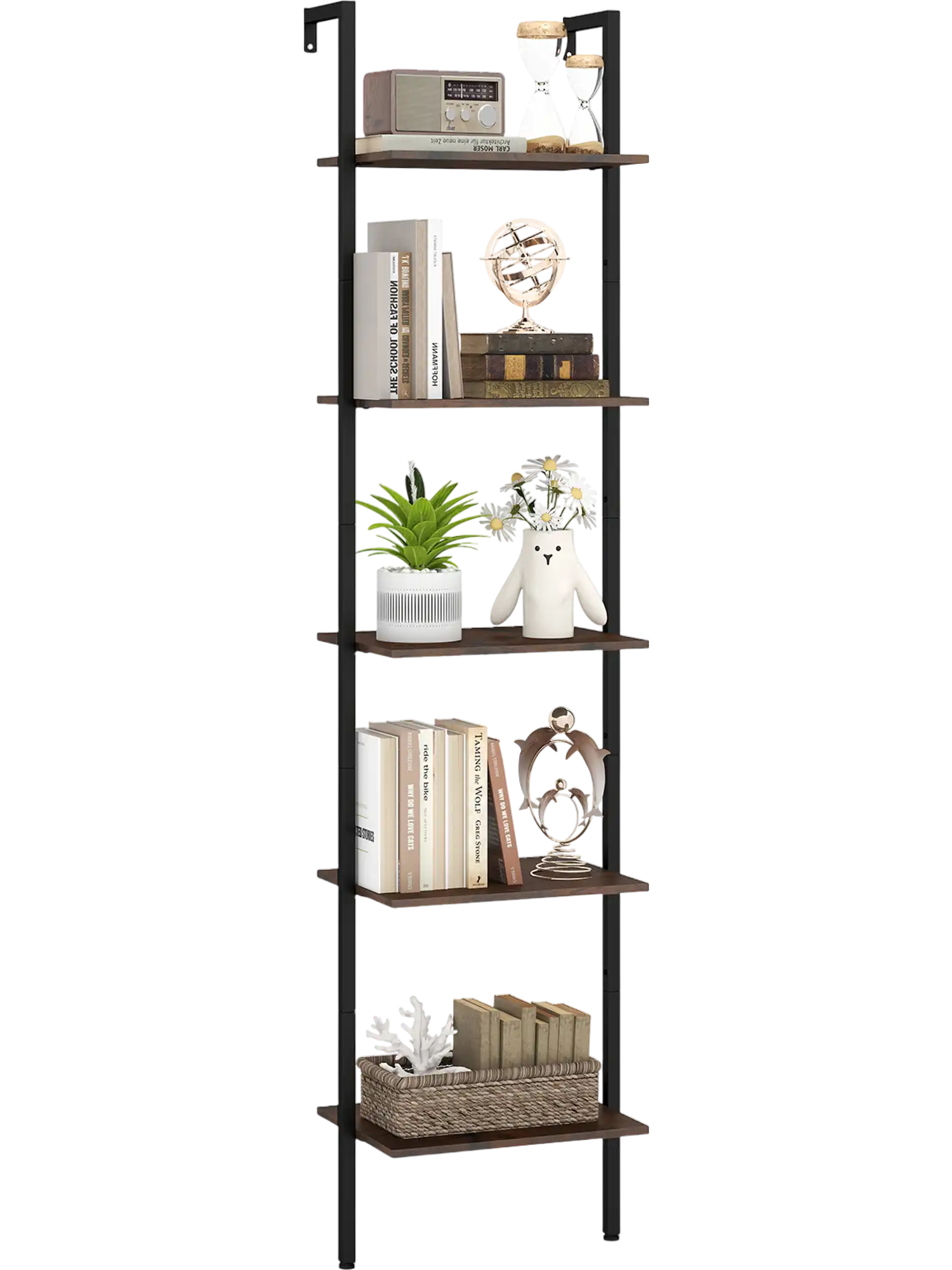 Costway 5 Tier Wall Mount Ladder Bookshelf Home Office 89675892 New