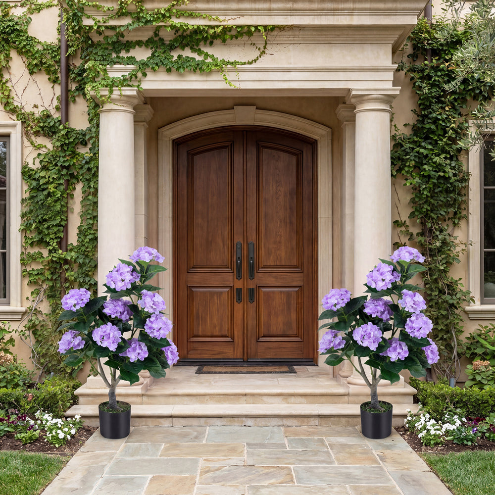 43.5" Artificial Hydrangea Tree 2 Pack-Purple - Gallery View 1 of 10