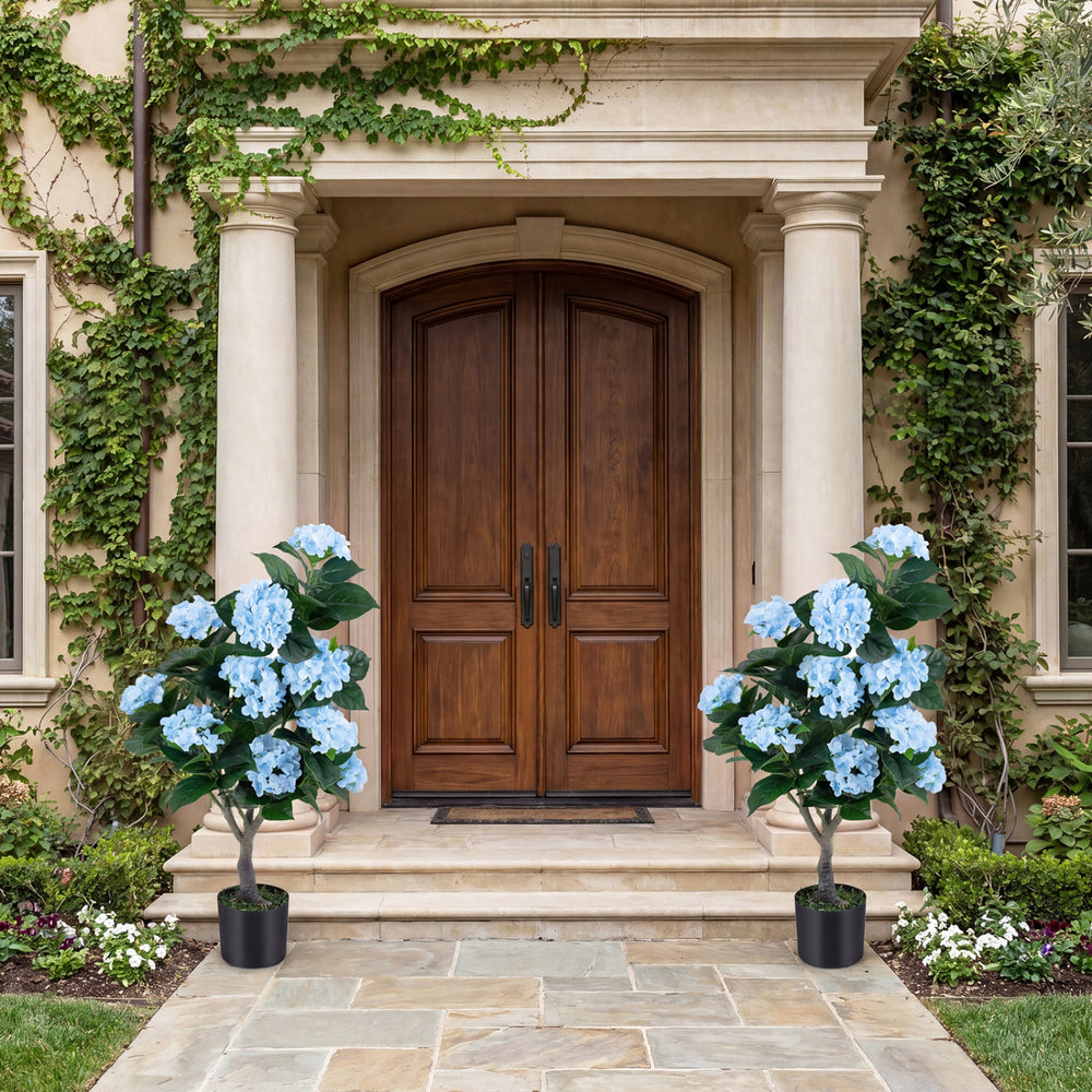 43.5" Artificial Hydrangea Tree 2 Pack-Blue - Gallery View 1 of 10