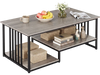 Two-tier 43.5" coffee table with oak finish and open storage shelf, perfect for living room or office organization.