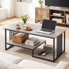 Two-tier 43.5" coffee table in oak with open storage shelf, perfect for living room or office organization.